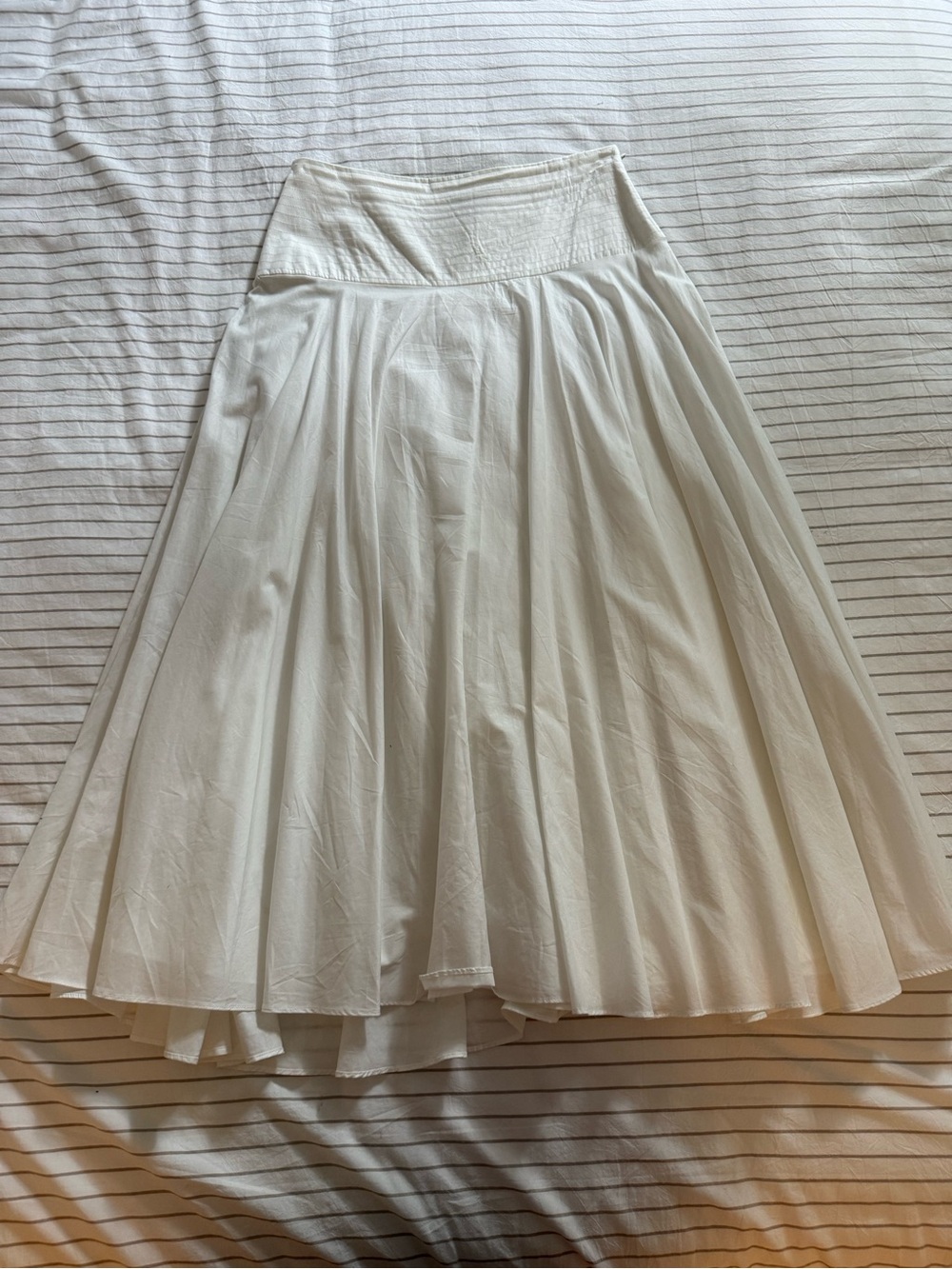 Zara White Full Circle Skirt with Wide Waistband